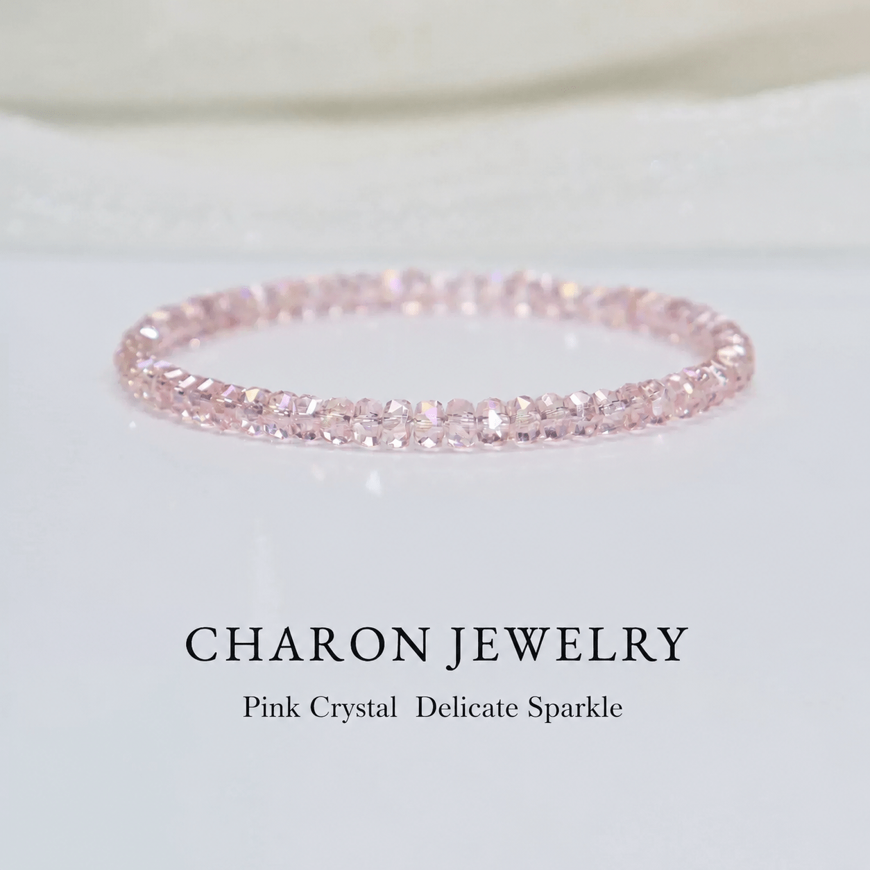 Bohemian Sparkling Bead Bracelet, Light Pink Faceted Beads